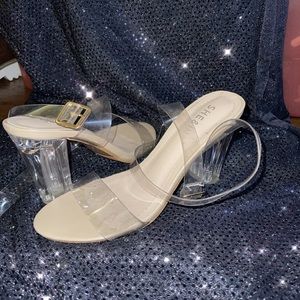 Clear block heel